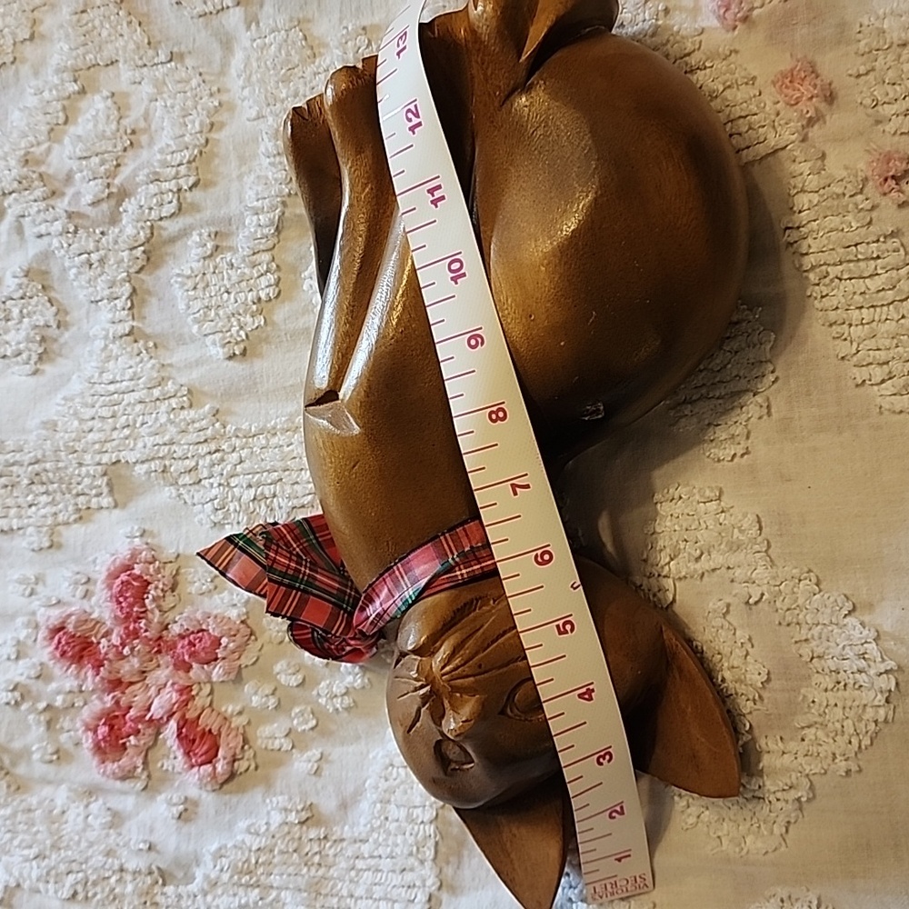 Vintage Wood Carving Cat Figurine Sculpture Standing Cat - Picture 4 of 8